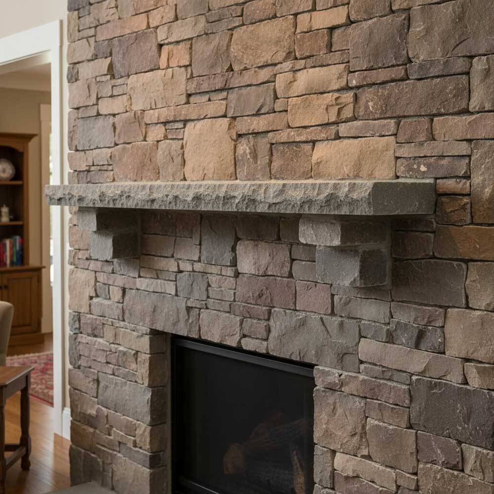 Stair Tread and Fireplace Mantel Concrete Mantel